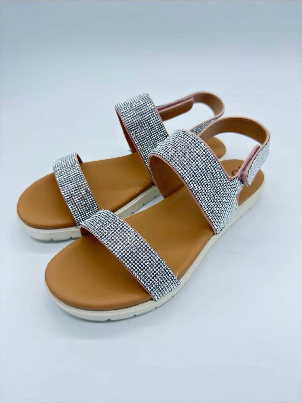 Wild Pair Silver Crystal Two-Band Slingback Sandal